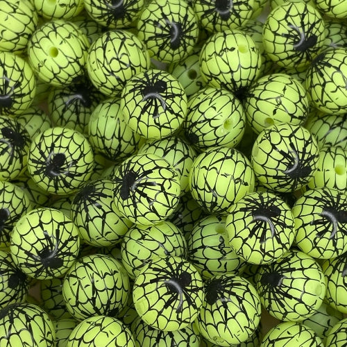 P578 SPIDER WEB LIME GLOW 15MM PRINT (10ct)