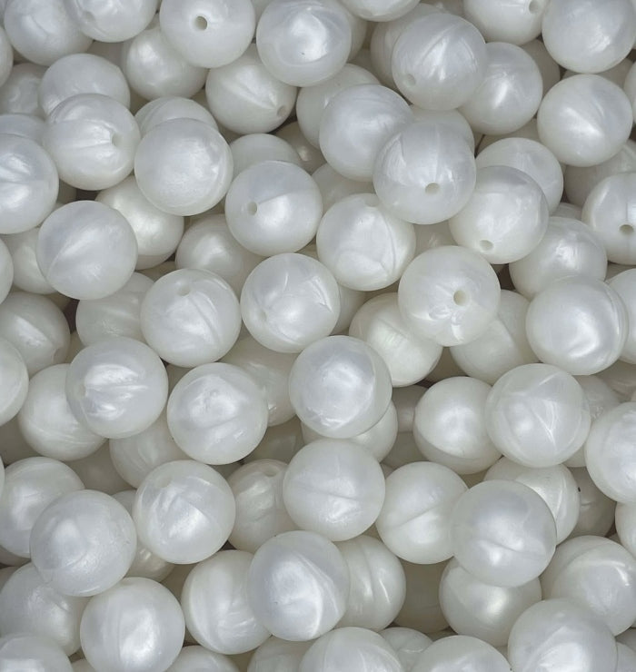 #41 PEARL WHITE MARBLE 15MM SOLID (10ct)