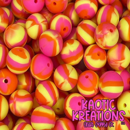 K13 15MM BRIGHT PINK/ORANGE/YELLOW SWIRL (10ct)