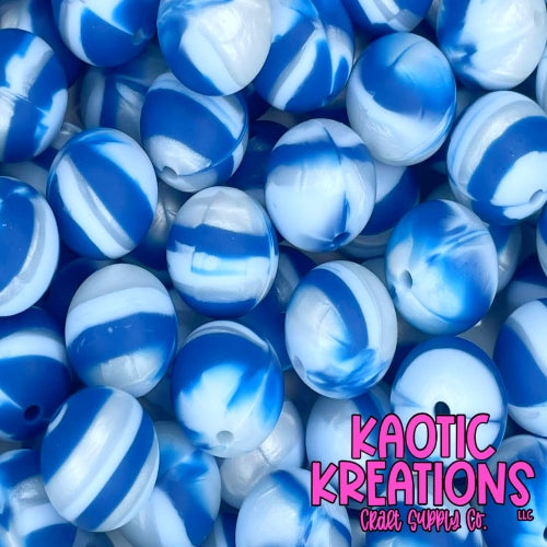 K5 15MM BLUE/SILVER/WHITE SWIRL (10ct)