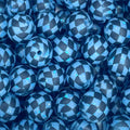 P664 BLUE CONFETTI CHECKERED GLITTER 15MM PRINT (10ct)