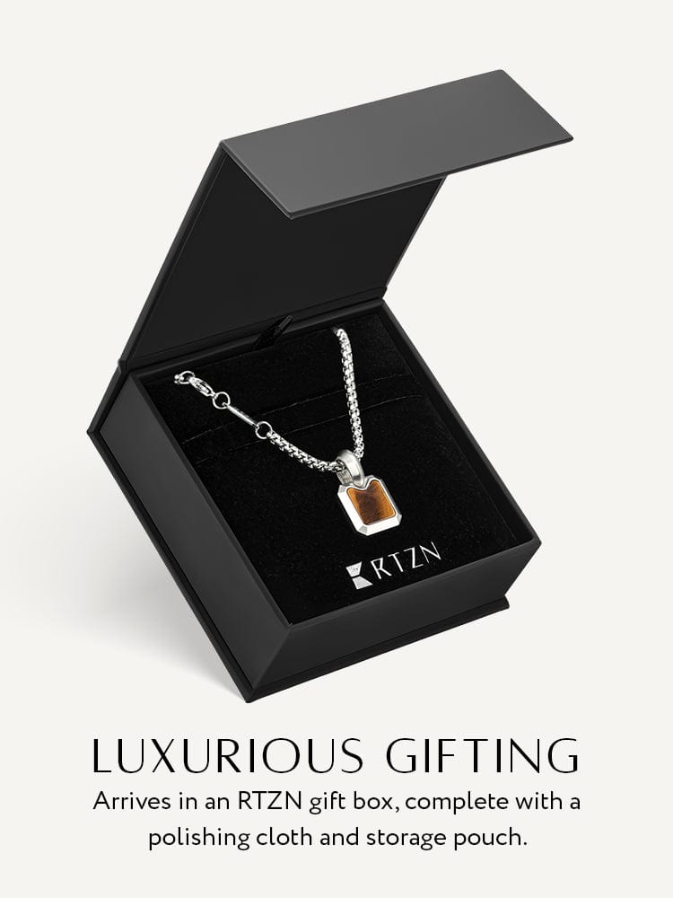 Tiger Eye Square Pendant Necklace