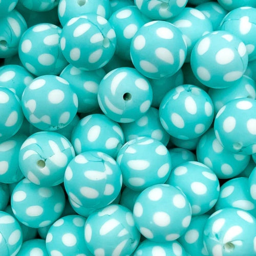 P54 POLKA DOT TURQUOISE 15MM PRINT (10ct)