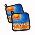 Raccoons on the railing Pot Holder Set of 2 Heat Resistant Quilted Hot Pads 7.5 x 7.5 Inch, Insulated Kitchen Trivets for Cooking & Baking