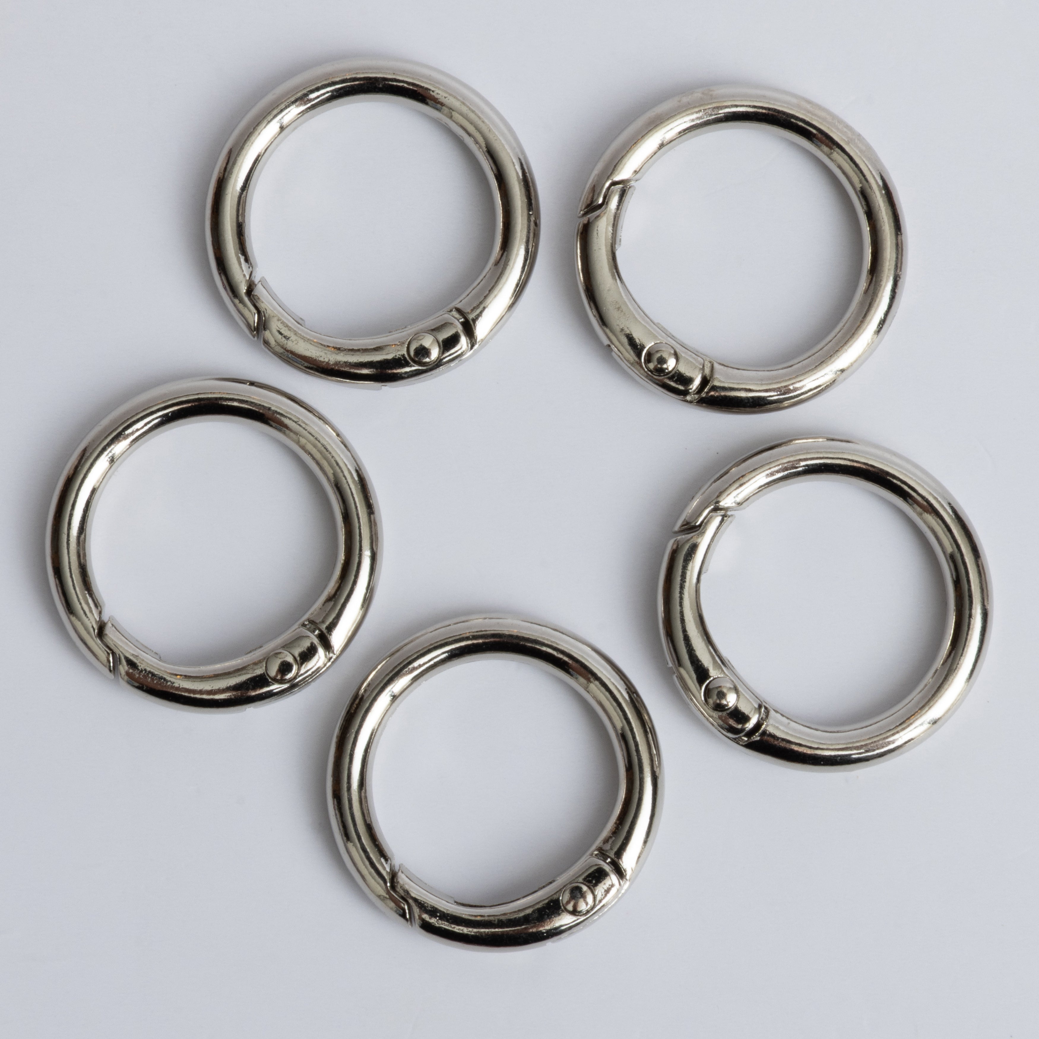 Round Charm Clip with Spring Silver Tone Pack of 5 Bag Charm Clip Ons