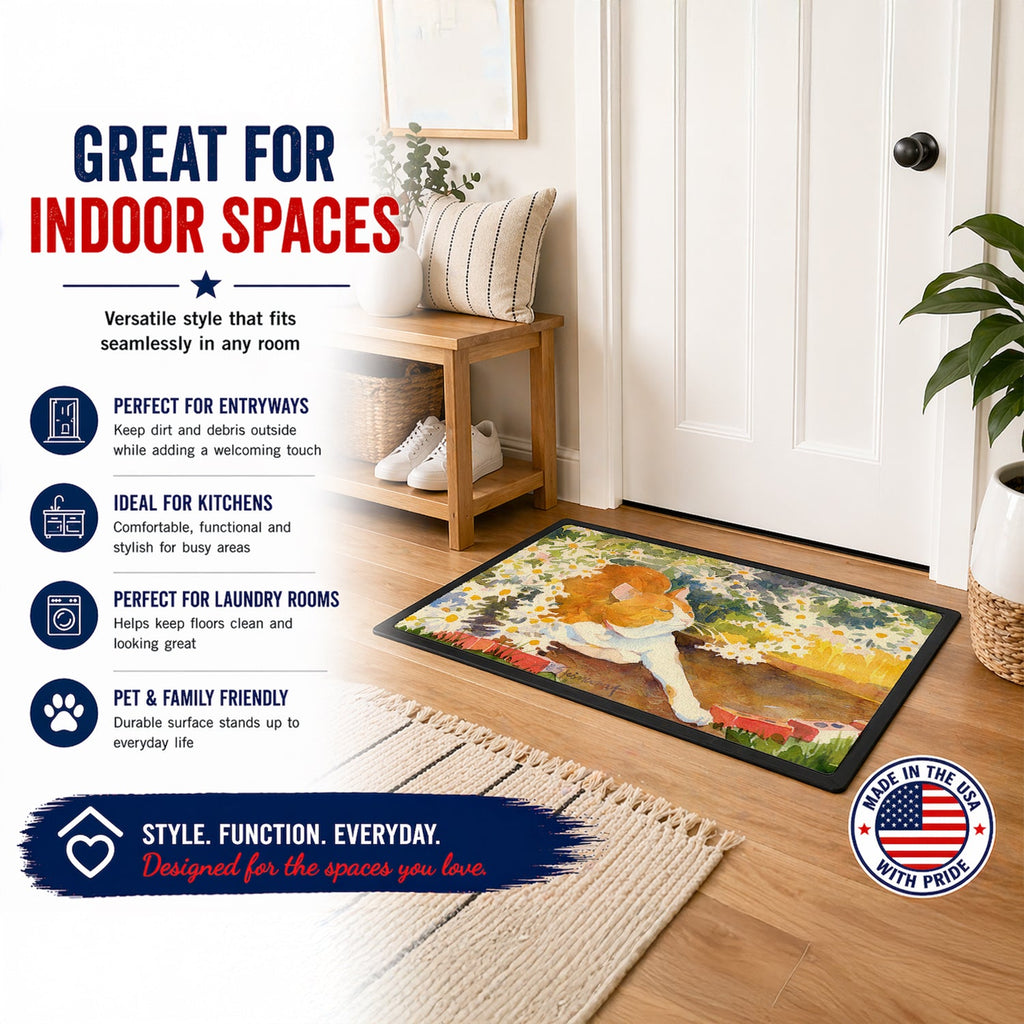 Cat Doormat Indoor Outdoor 24H X 36W Front Door Mat Rugs for Entryway, Non Slip Washable Low Pile,