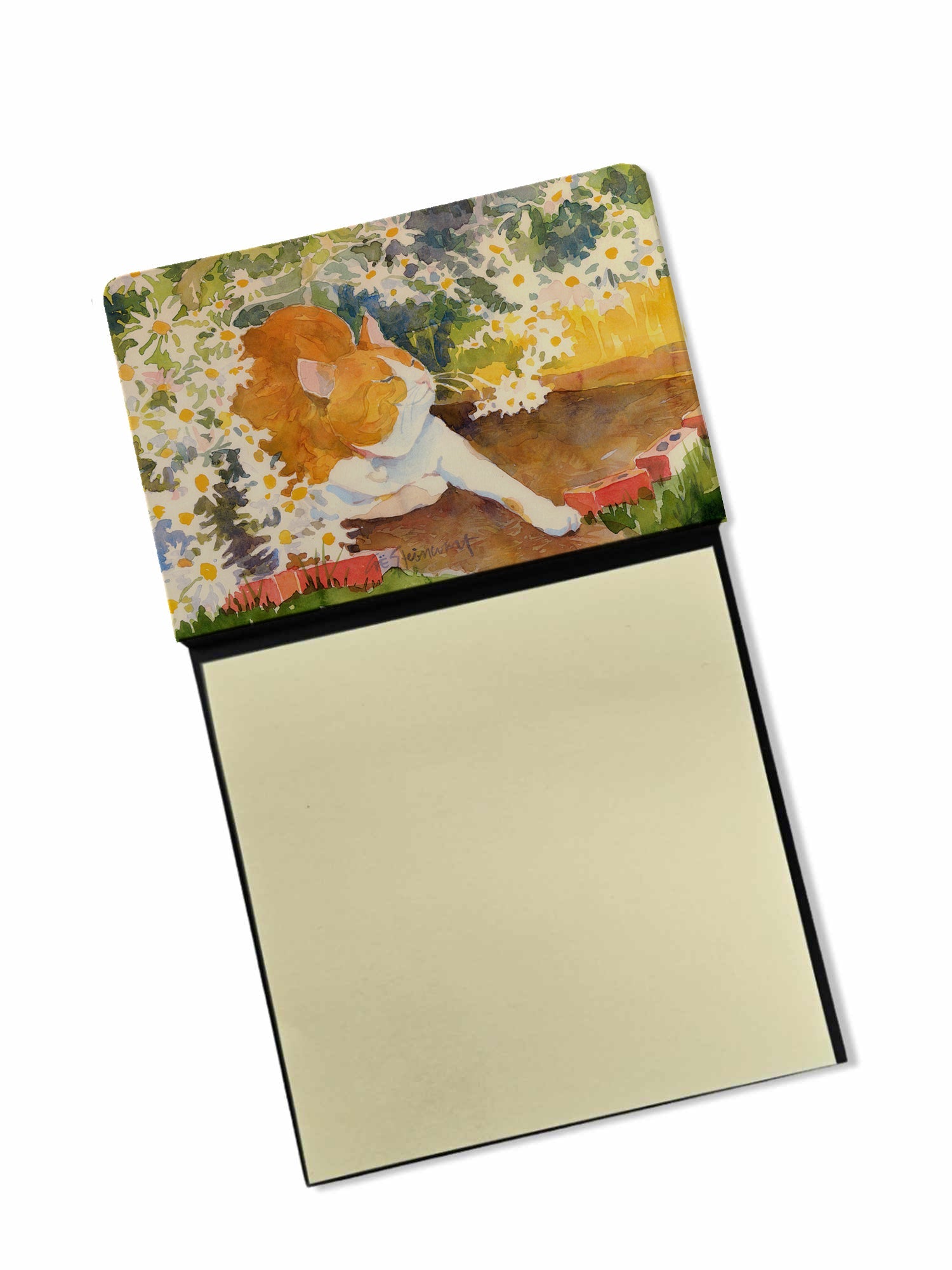 Cat Watercolor Sticky Note Holder Refillable Dispenser Desk Accessory 3x3 Pad Gift
