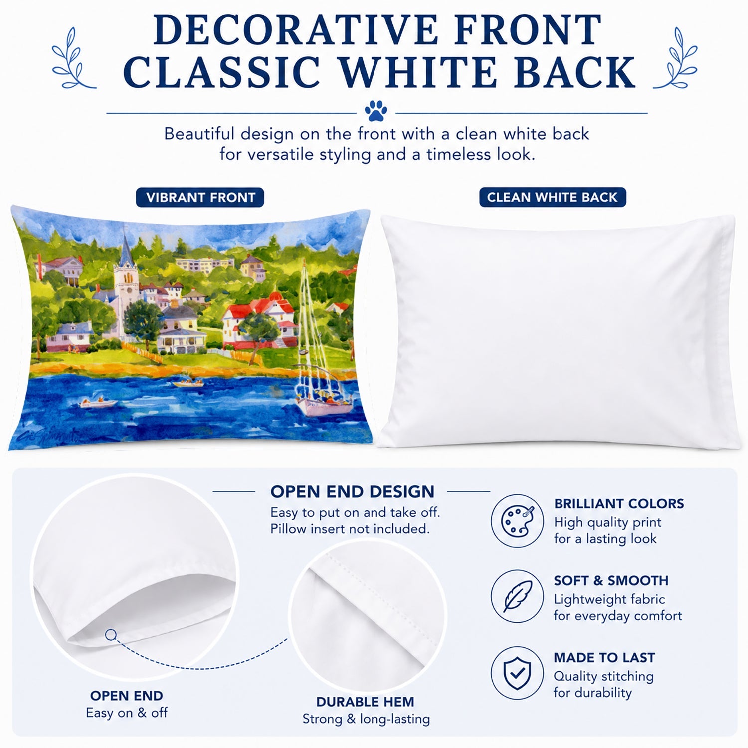 Harbour Scene with Sailboat Standard Pillowcase Lightweight Super Soft Easy Care Decorative Artwork Pillowcase, Standard