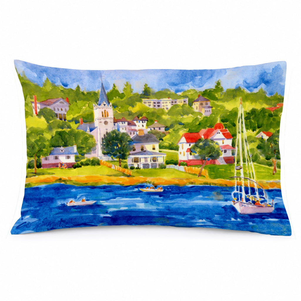 Harbour Scene with Sailboat Standard Pillowcase Lightweight Super Soft Easy Care Decorative Artwork Pillowcase, Standard