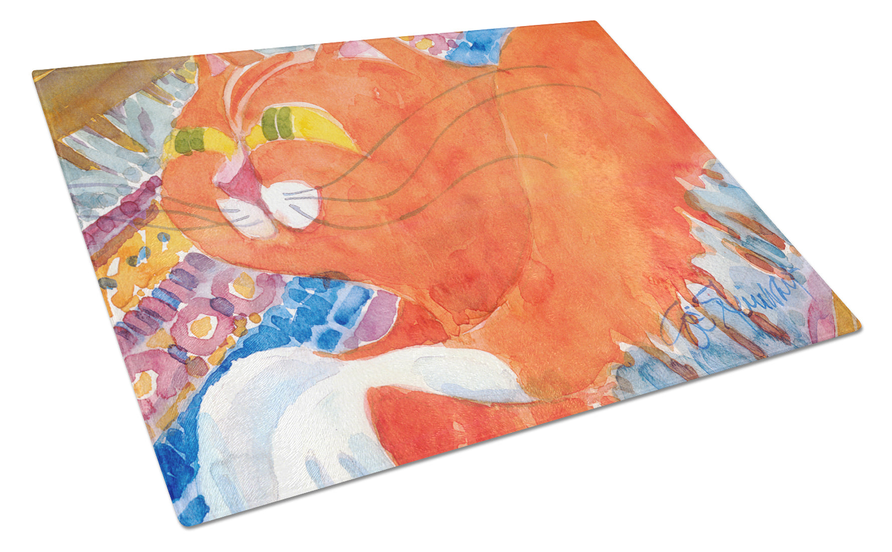 Cat Cutting Board Tempered Glass Kitchen Cutting Surface, Heat Resistant Chopping, Non-Slip Feet, Food Prep & Serving