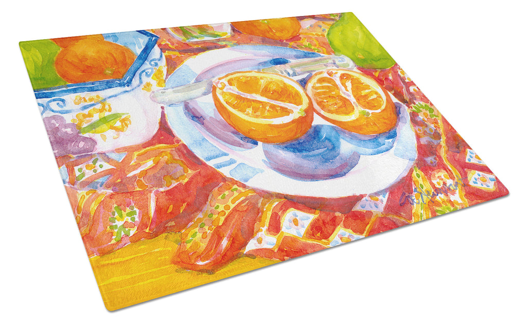 Florida Oranges Sliced for breakfast Cutting Board Tempered Glass Kitchen Cutting Surface, Heat Resistant Chopping, Non-Slip Feet, Food Prep & Serving