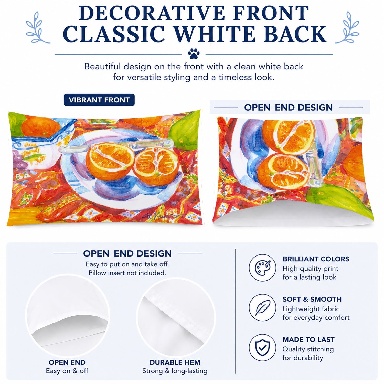 Florida Oranges Sliced for breakfast Standard Pillowcase Lightweight Super Soft Easy Care Decorative Artwork Pillowcase, Standard