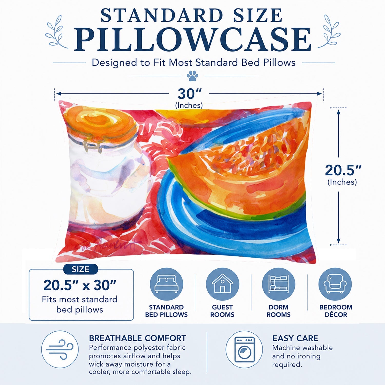 A Slice of Cantelope Standard Pillowcase Lightweight Super Soft Easy Care Decorative Artwork Pillowcase, Standard