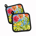 Flower - Gerber Daisies Pot Holder Set of 2 Heat Resistant Quilted Hot Pads 7.5 x 7.5 Inch, Insulated Kitchen Trivets for Cooking & Baking