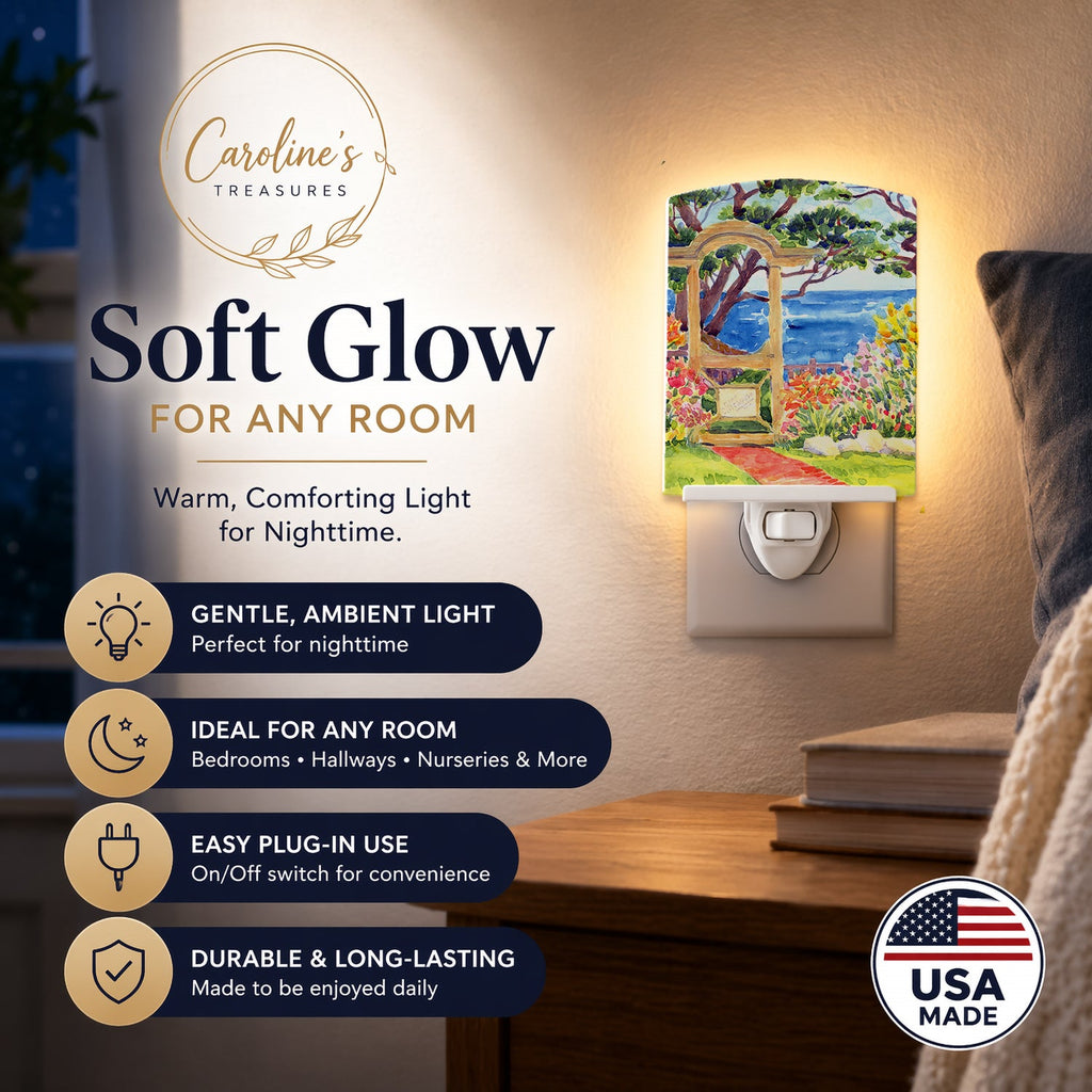 Seaside Ceramic Night Light Compact, UL-Certified, Ideal for Bedroom, Bathroom, Nursery, Hallway, Kitchen, 6x4x3, Multicolor