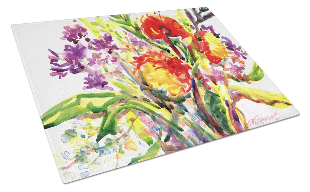 Flower Cutting Board Tempered Glass Kitchen Cutting Surface, Heat Resistant Chopping, Non-Slip Feet, Food Prep & Serving