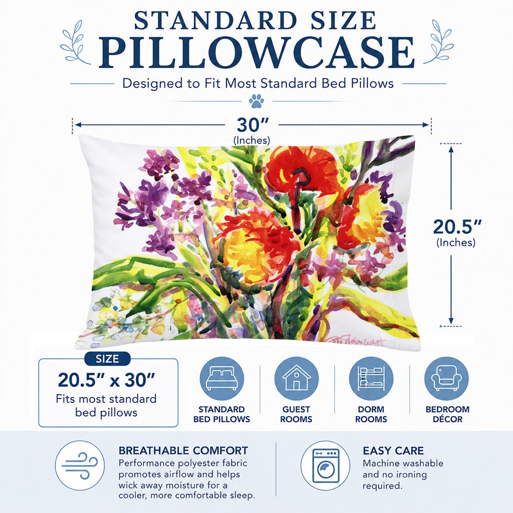 Flower Standard Pillowcase Lightweight Super Soft Easy Care Decorative Artwork Pillowcase, Standard