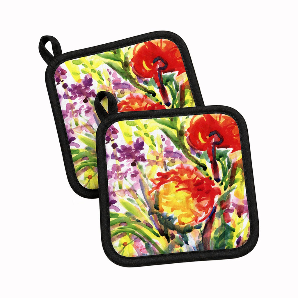 Flower Pot Holder Set of 2 Heat Resistant Quilted Hot Pads 7.5 x 7.5 Inch, Insulated Kitchen Trivets for Cooking & Baking