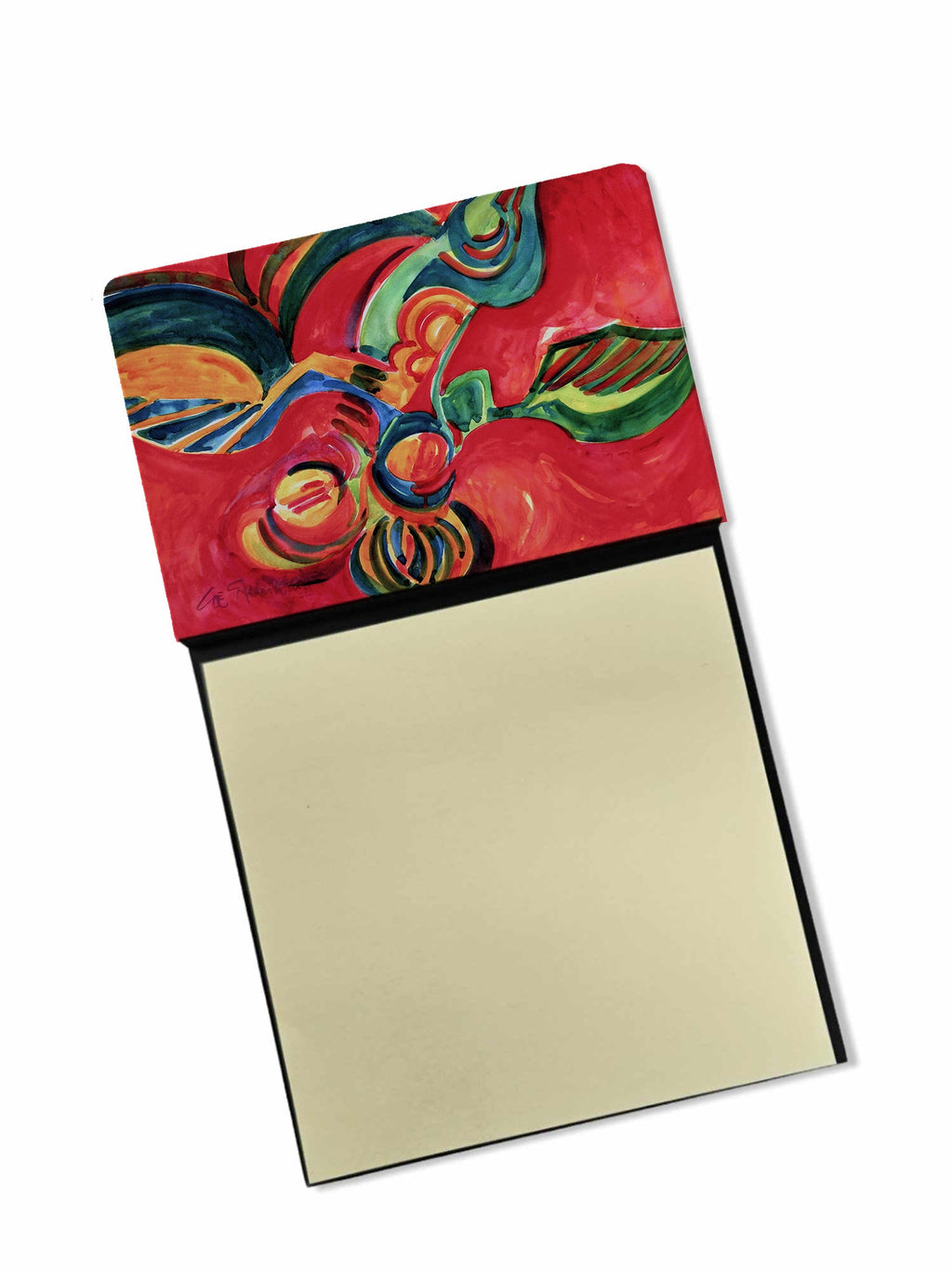 Red Flowers and berries Watercolor Sticky Note Holder Refillable Dispenser Desk Accessory 3x3 Pad Gift