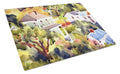 Houses Cutting Board Tempered Glass Kitchen Cutting Surface, Heat Resistant Chopping, Non-Slip Feet, Food Prep & Serving