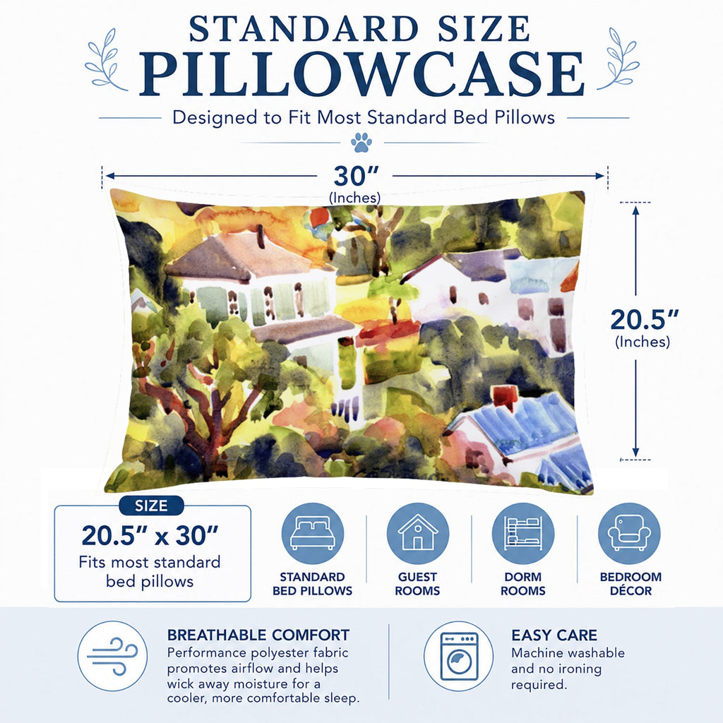 Houses Standard Pillowcase Lightweight Super Soft Easy Care Decorative Artwork Pillowcase, Standard