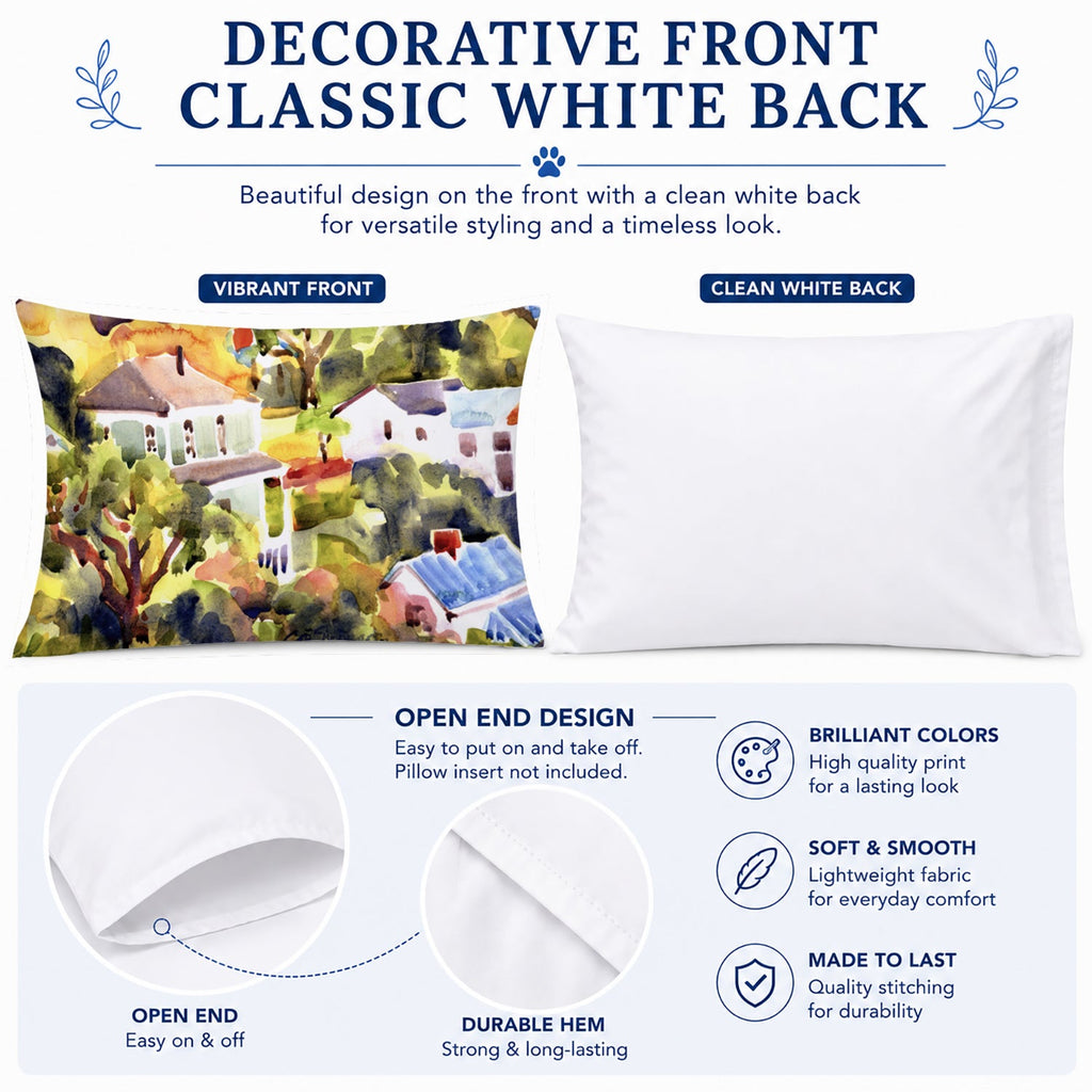 Houses Standard Pillowcase Lightweight Super Soft Easy Care Decorative Artwork Pillowcase, Standard