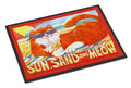 Orange Tabby at the beach Doormat Indoor Outdoor 18H X 27W Front Door Mat Rugs for Entryway, Non Slip Washable