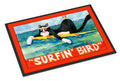 Black and white Cat Surfin Bird Doormat Indoor Outdoor 24H X 36W Front Door Mat Rugs for Entryway, Non Slip Washable Low Pile,