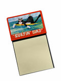 Black and white Cat Surfin Bird Watercolor Sticky Note Holder Refillable Dispenser Desk Accessory 3x3 Pad Gift