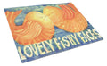 Fish - Kissing Fish Cutting Board Tempered Glass Kitchen Cutting Surface, Heat Resistant Chopping, Non-Slip Feet, Food Prep & Serving
