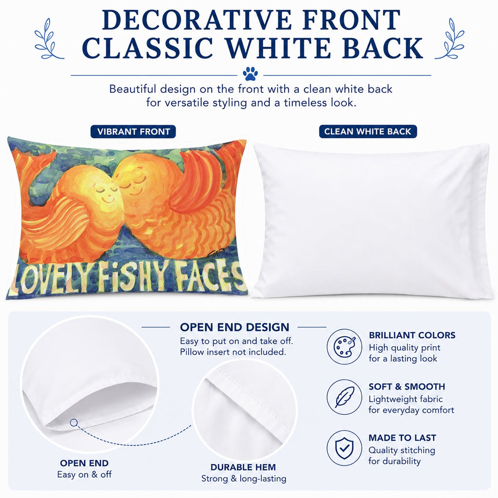 Fish - Kissing Fish Standard Pillowcase Lightweight Super Soft Easy Care Decorative Artwork Pillowcase, Standard