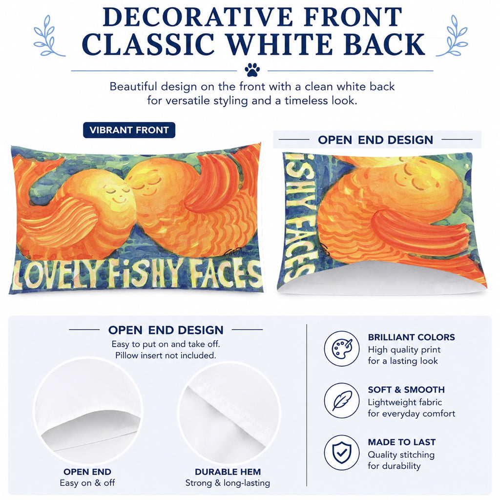 Fish - Kissing Fish Standard Pillowcase Lightweight Super Soft Easy Care Decorative Artwork Pillowcase, Standard