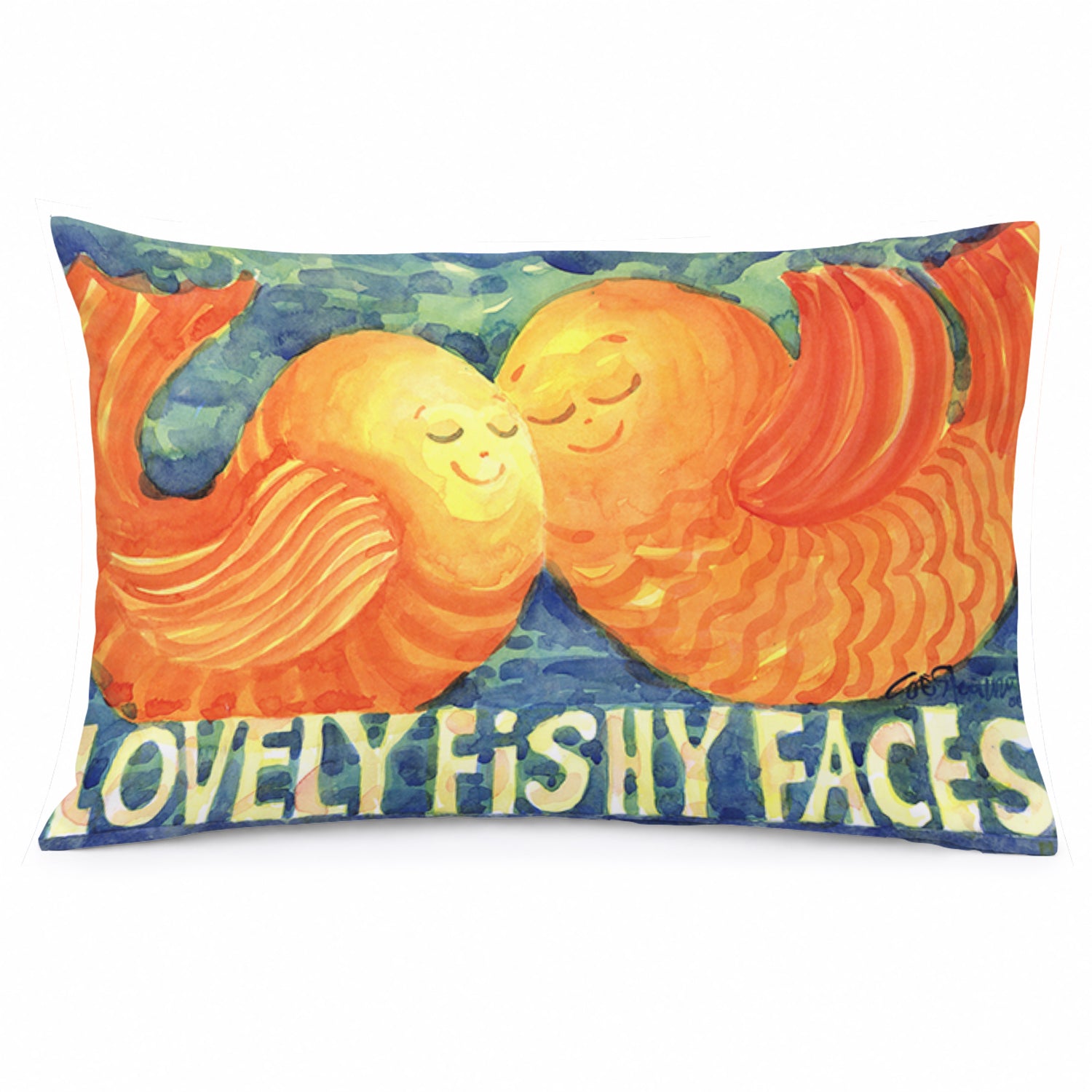 Fish - Kissing Fish Standard Pillowcase Lightweight Super Soft Easy Care Decorative Artwork Pillowcase, Standard