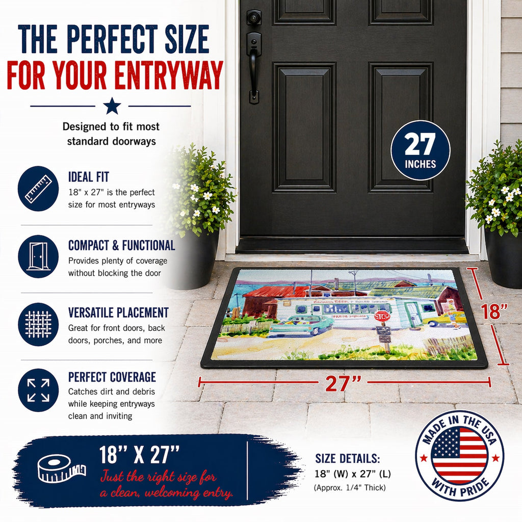 Seafood Shack for fresh shrimp Doormat Indoor Outdoor 18H X 27W Front Door Mat Rugs for Entryway, Non Slip Washable