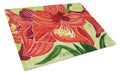 Flower - Amaryllis Cutting Board Tempered Glass Kitchen Cutting Surface, Heat Resistant Chopping, Non-Slip Feet, Food Prep & Serving