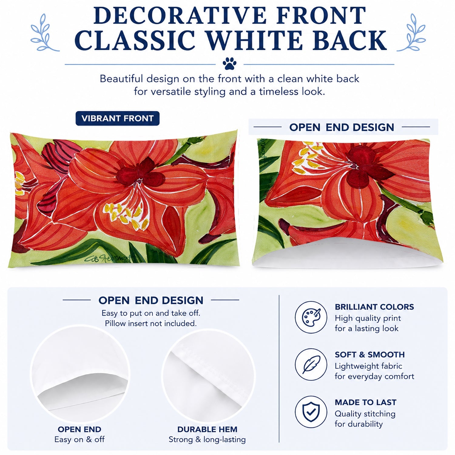 Flower - Amaryllis Standard Pillowcase Lightweight Super Soft Easy Care Decorative Artwork Pillowcase, Standard