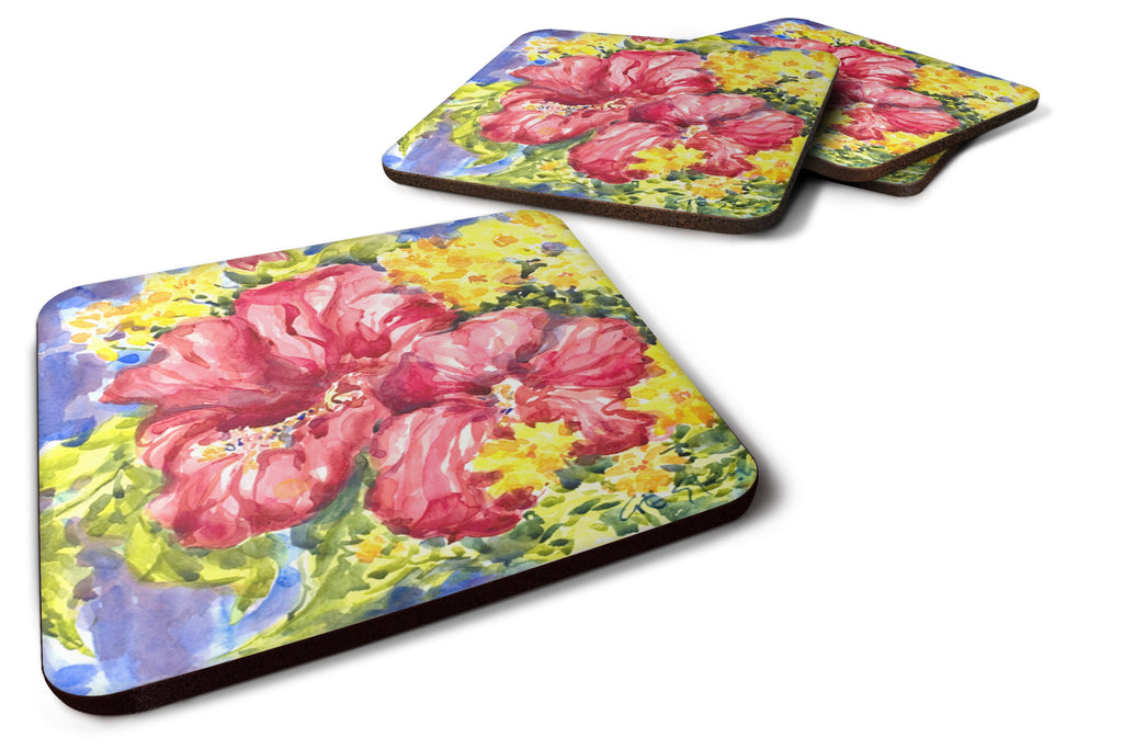 Flower - Hibiscus Foam Coasters Set of 4 Cup Coasters for Indoor Outdoor, Tabletop Protection, Anti Slip, Mouse pad Material