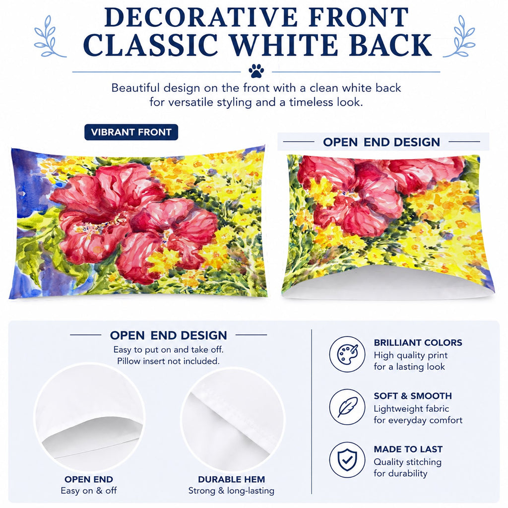 Flower - Hibiscus Standard Pillowcase Lightweight Super Soft Easy Care Decorative Artwork Pillowcase, Standard