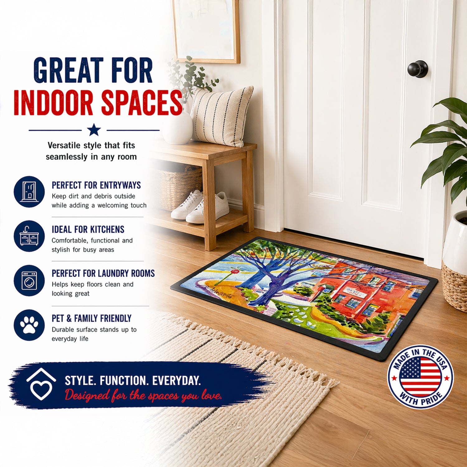 Harbour Doormat Indoor Outdoor 24H X 36W Front Door Mat Rugs for Entryway, Non Slip Washable Low Pile,