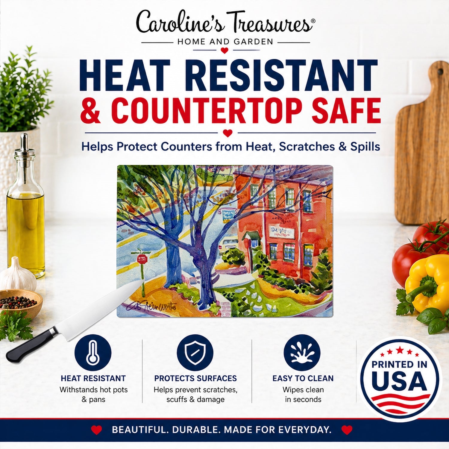 Harbour Cutting Board Tempered Glass Kitchen Cutting Surface, Heat Resistant Chopping, Non-Slip Feet, Food Prep & Serving