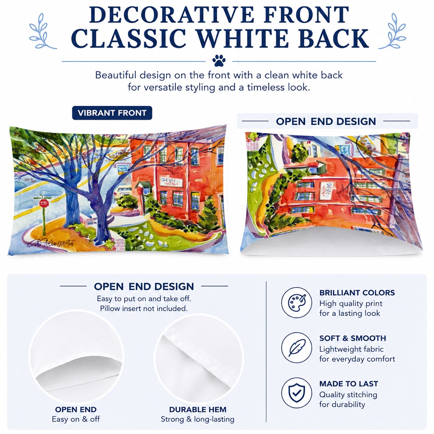 Harbour Standard Pillowcase Lightweight Super Soft Easy Care Decorative Artwork Pillowcase, Standard