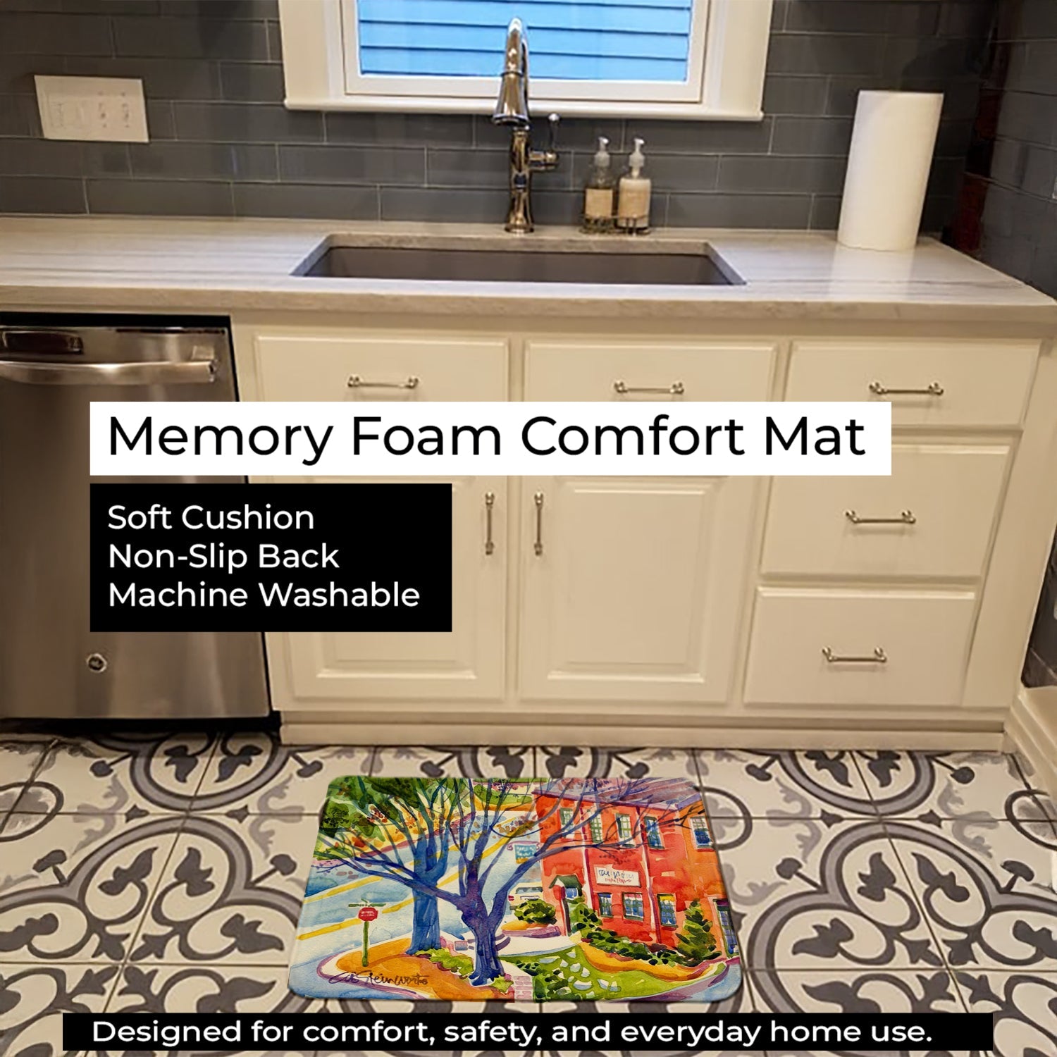 Harbour Memory Foam Kitchen Mat Machine Washable Anti-Fatigue Cushion Comfort Bath or Kitchen Rug