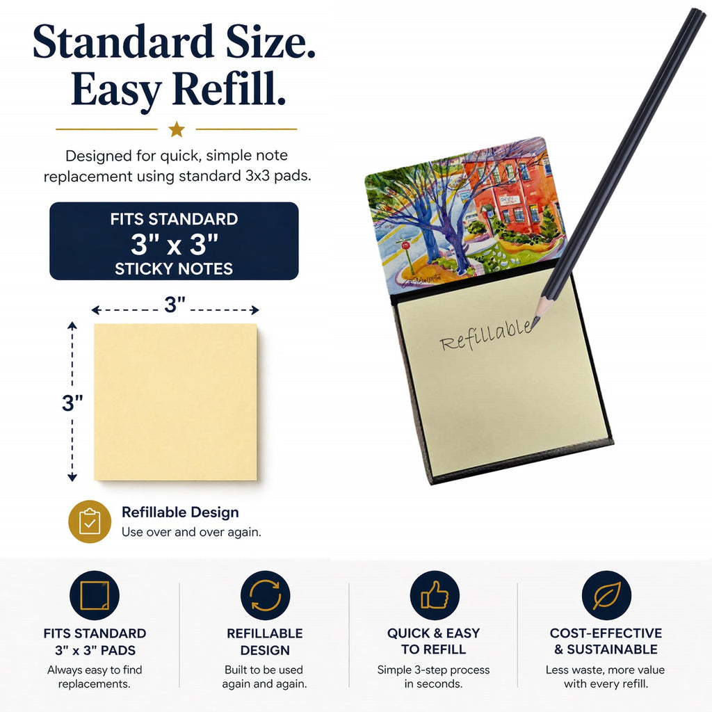 Harbour Watercolor Sticky Note Holder Refillable Dispenser Desk Accessory 3x3 Pad Gift