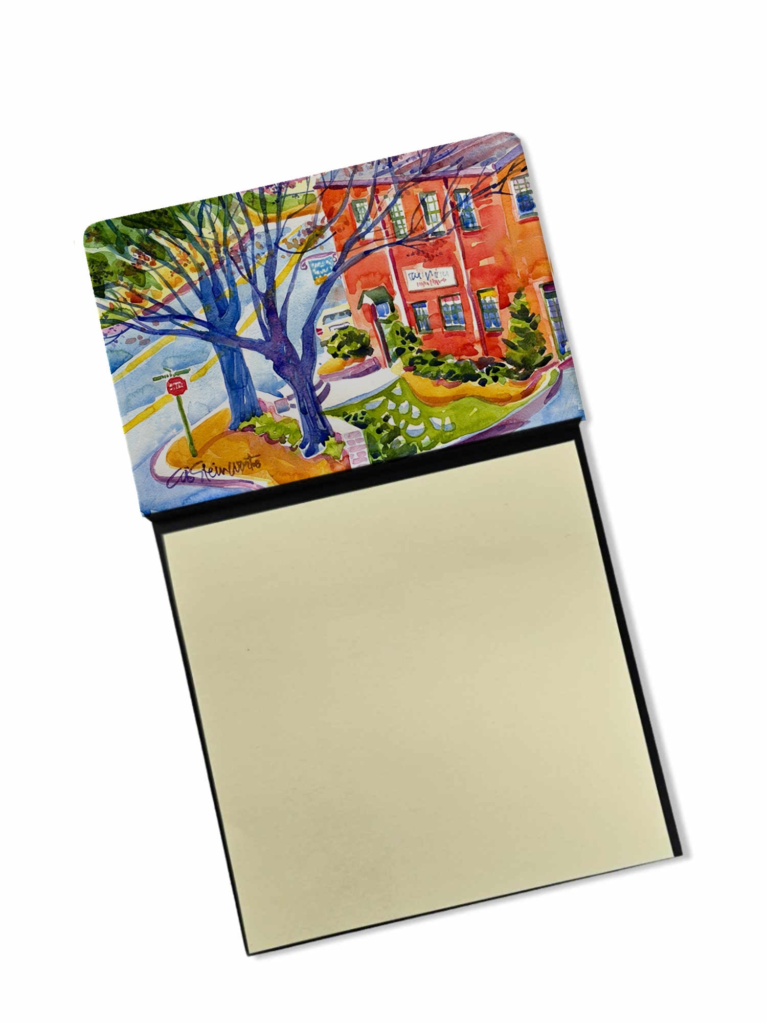 Harbour Watercolor Sticky Note Holder Refillable Dispenser Desk Accessory 3x3 Pad Gift