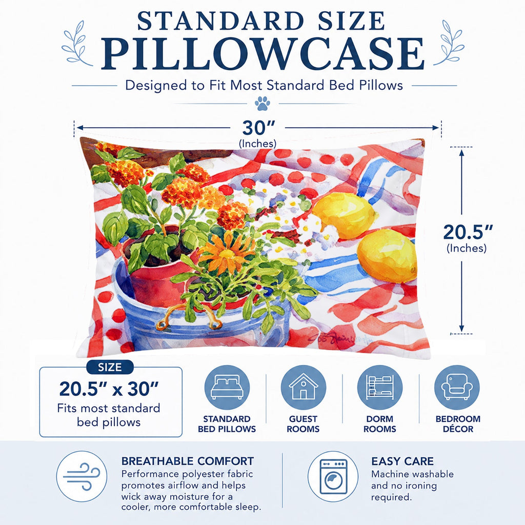 Flowers with a side of lemons Standard Pillowcase Lightweight Super Soft Easy Care Decorative Artwork Pillowcase, Standard