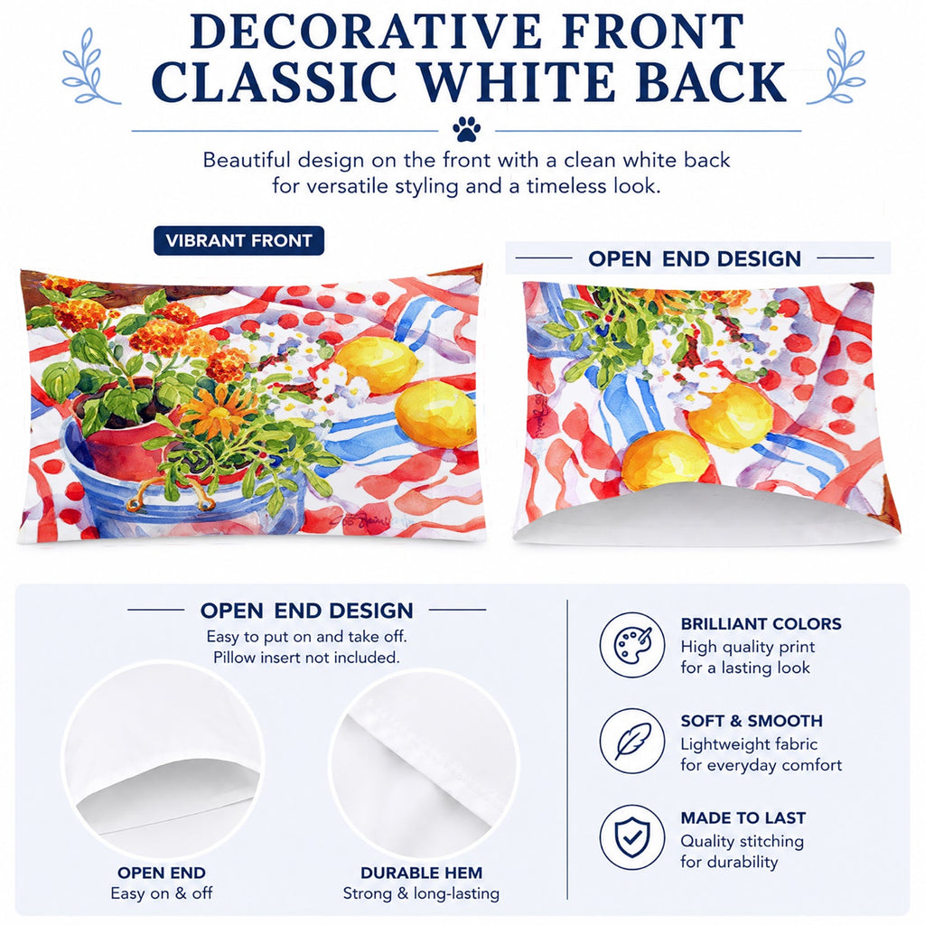 Flowers with a side of lemons Standard Pillowcase Lightweight Super Soft Easy Care Decorative Artwork Pillowcase, Standard