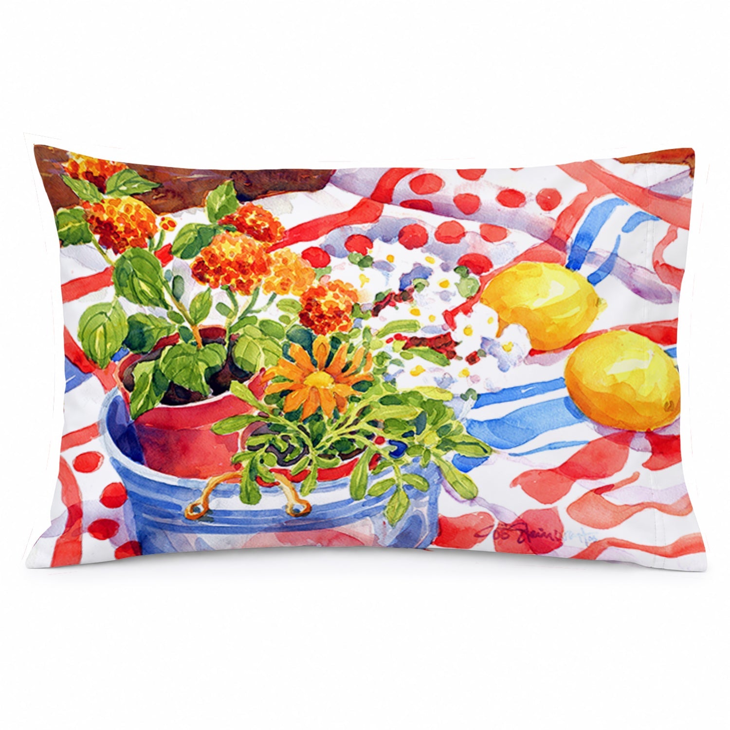 Flowers with a side of lemons Standard Pillowcase Lightweight Super Soft Easy Care Decorative Artwork Pillowcase, Standard
