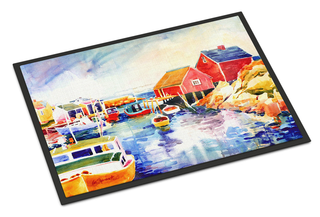Boats at Harbour with a view Doormat Indoor Outdoor 18H X 27W Front Door Mat Rugs for Entryway, Non Slip Washable