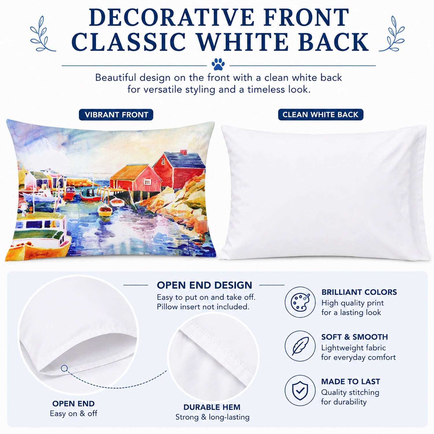 Boats at Harbour with a view Standard Pillowcase Lightweight Super Soft Easy Care Decorative Artwork Pillowcase, Standard
