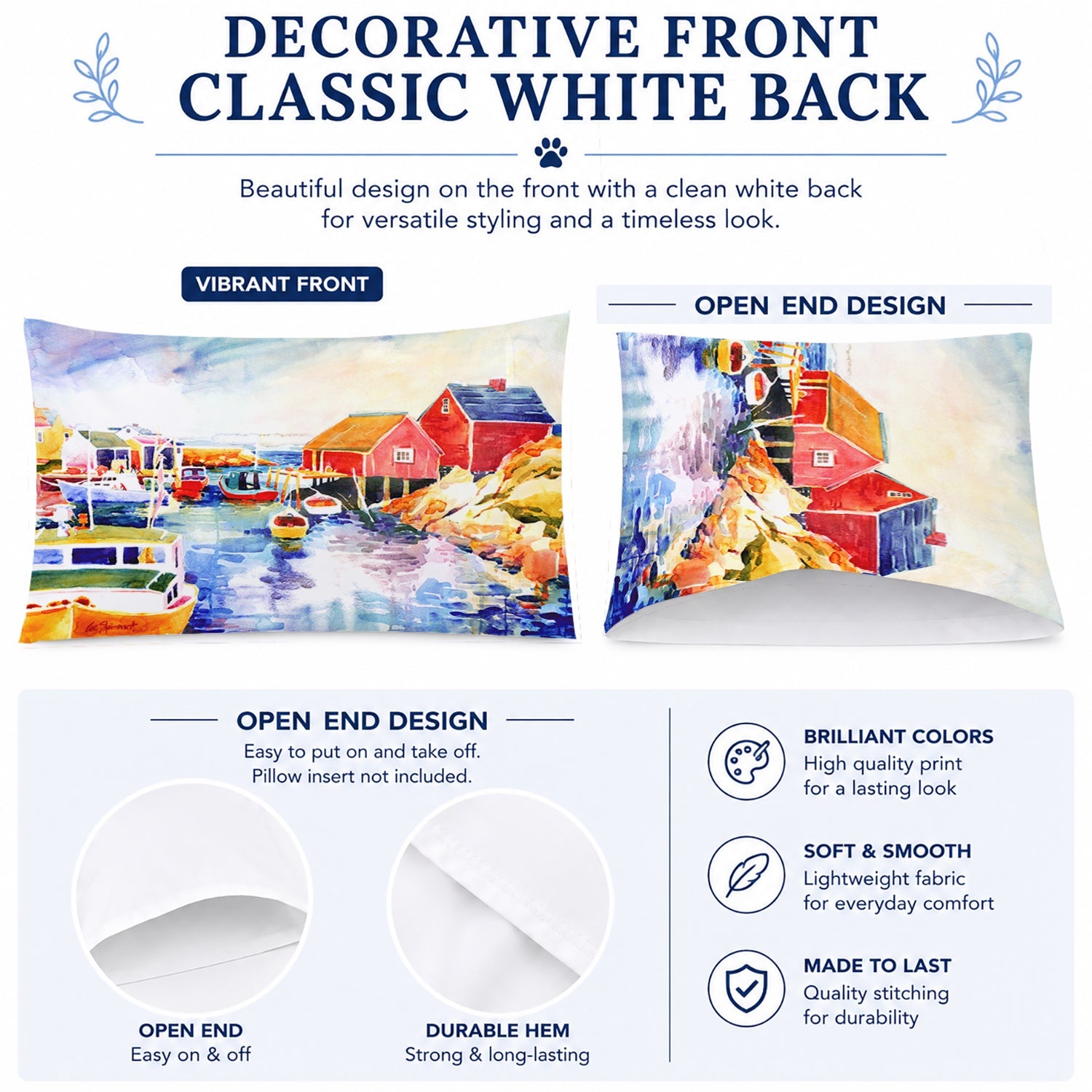 Boats at Harbour with a view Standard Pillowcase Lightweight Super Soft Easy Care Decorative Artwork Pillowcase, Standard